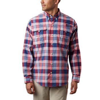 Columbia PFG Super Bahama Long Sleeve, Camisa Grises Oscuro Multicolor Para Hombre | 520387-IEY